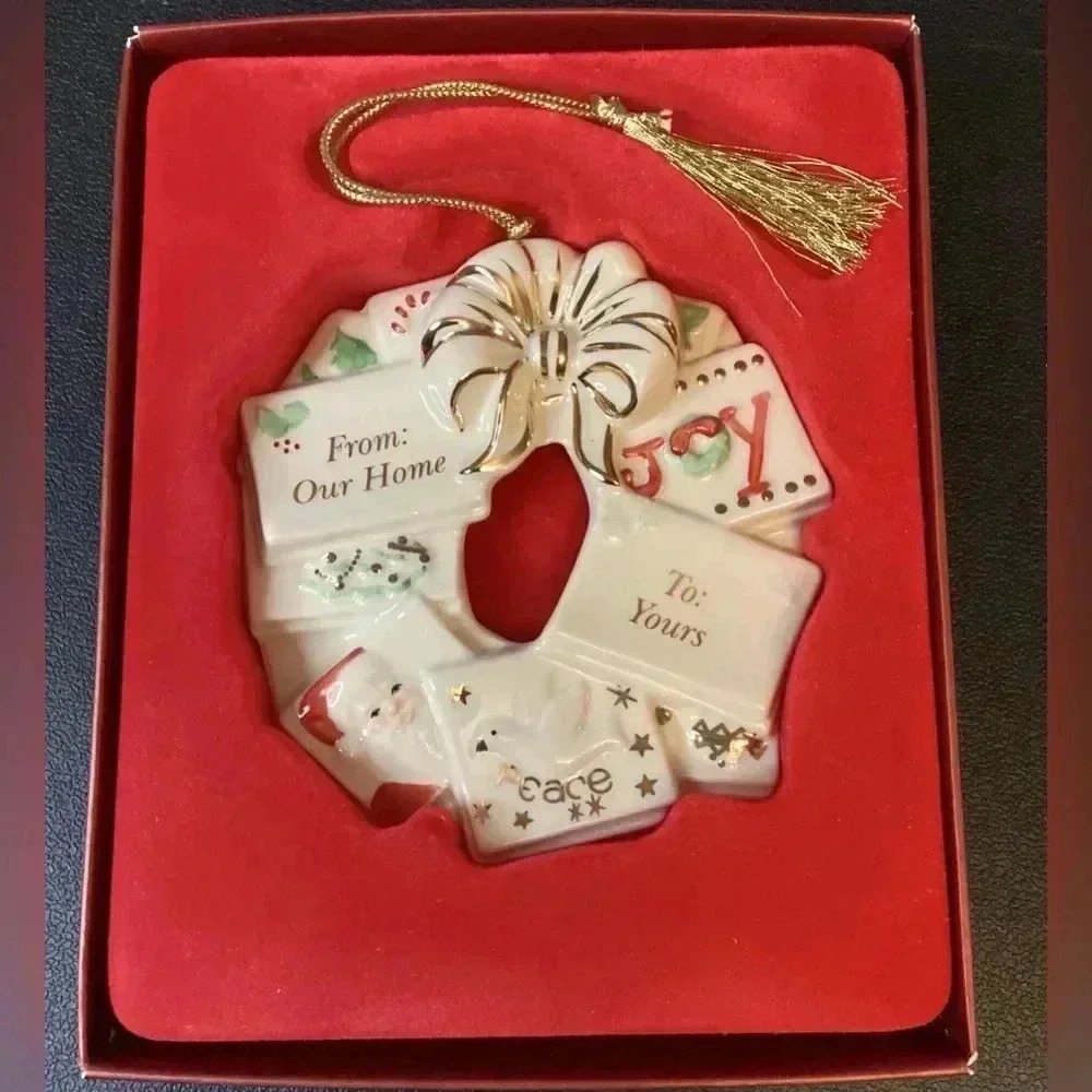 LENOX NIB CREAM GOLD HOLIDAY WREATH 2006 - Picture 2 of 9
